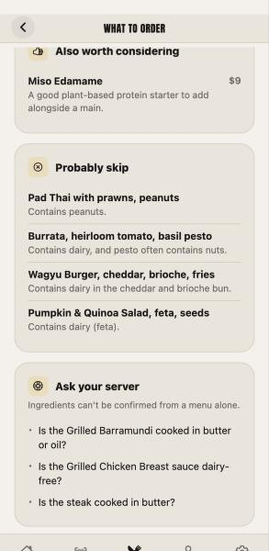 Scan Menu dishes to skip and questions to ask your server
